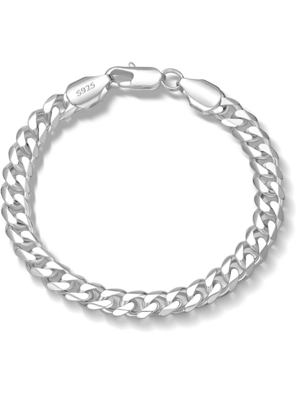 Men's 925 Sterling Silver Cuban Link Chain Bracelet - 7mm Stylish Jewelry